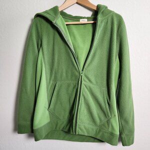 Green Waffle Knit Full-Zip Jacket